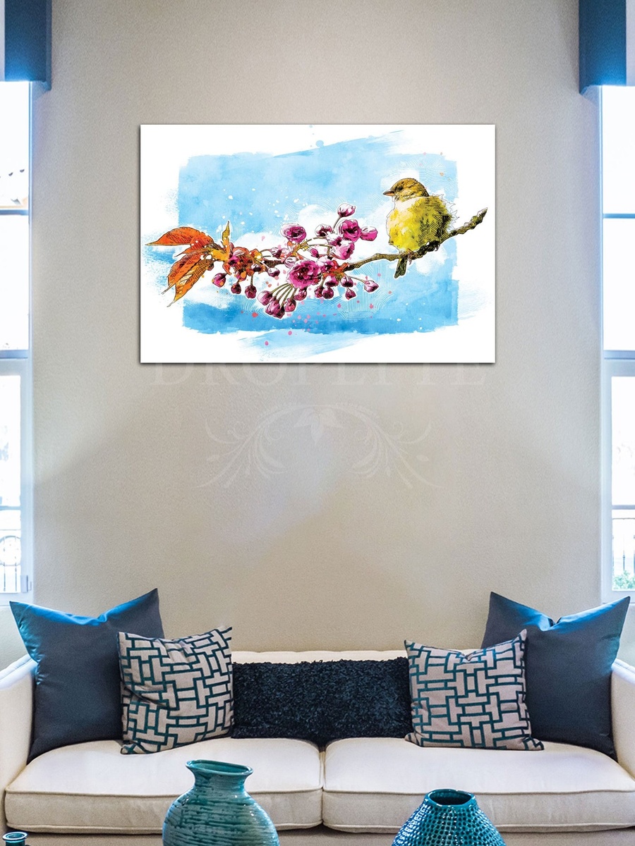 Beautiful Sparrow Bird Painting Decorative Wall Art, 60cm x 40cm