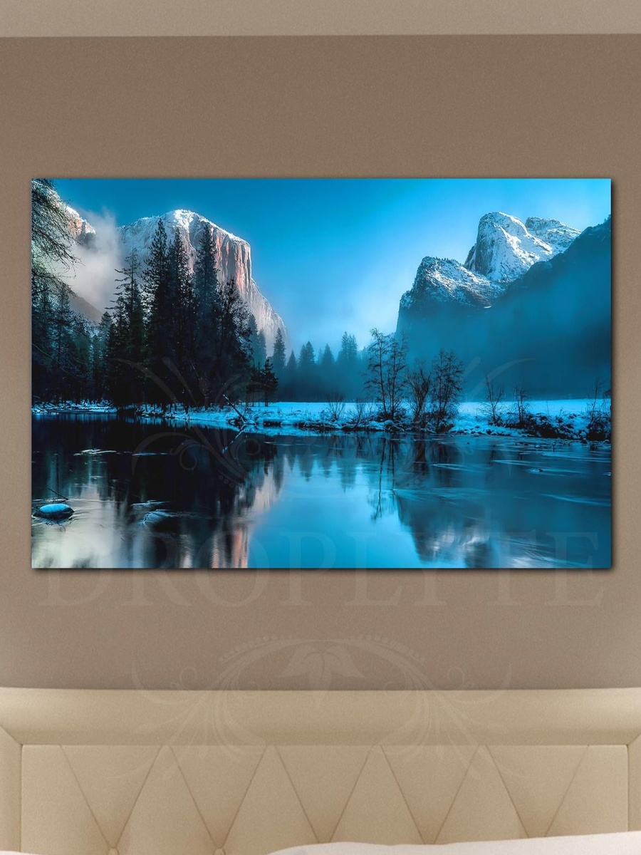Beautiful Lake with Mountains Decorative Wall Art, 60cm x 40cm