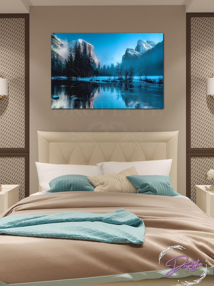 Beautiful Lake with Mountains Decorative Wall Art, 60cm x 40cm