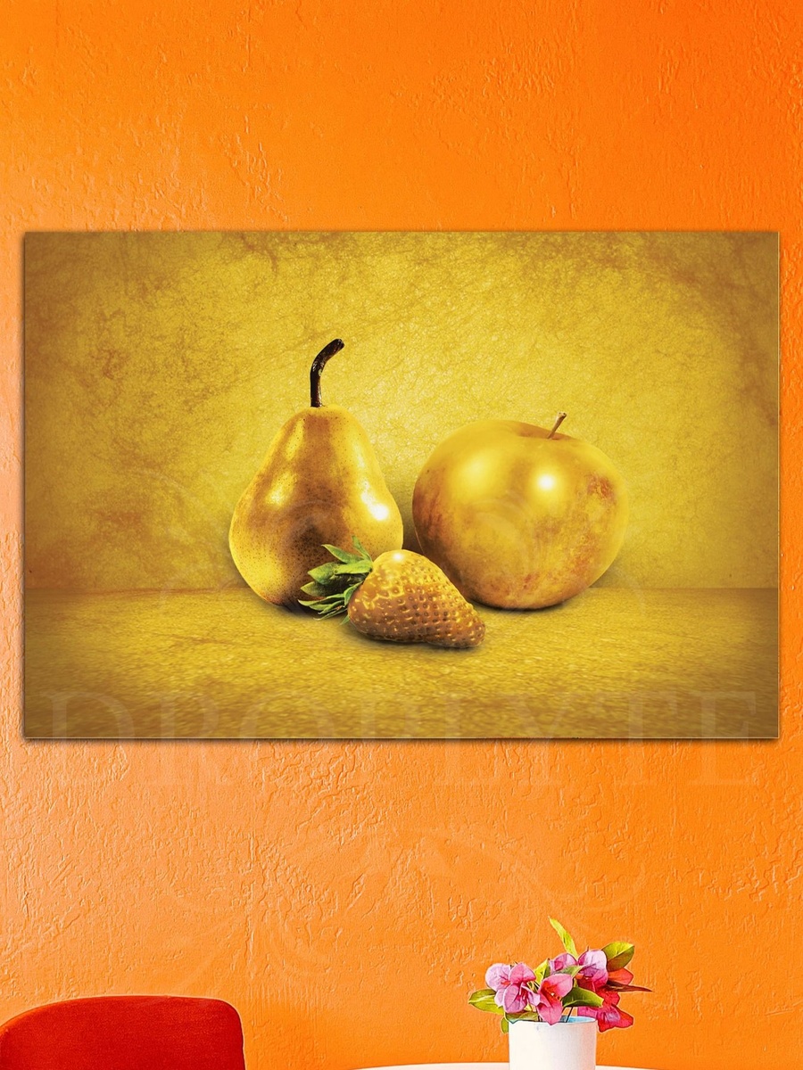 Beautiful Golden Fruits Decorative Wall Art, 60cm x 40cm