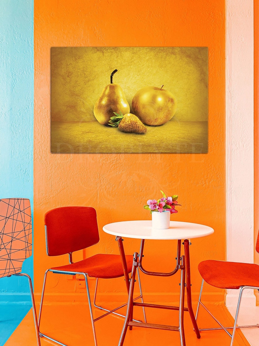 Beautiful Golden Fruits Decorative Wall Art, 60cm x 40cm