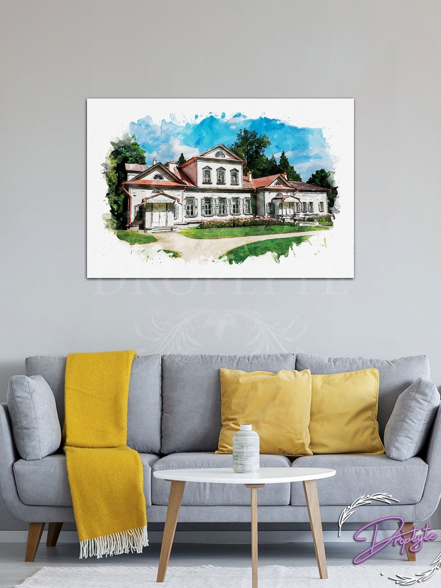 Beautiful Building Painting Decorative Wall Art Canvas with Wooden Frame, 60cm x 40cm