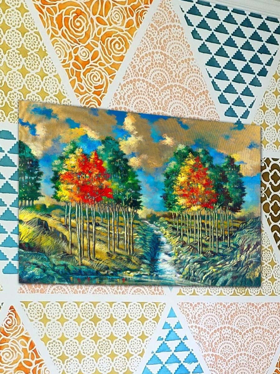 Multicolor Abstract Trees Painting Decorative Wall Art, 60cm x 40cm
