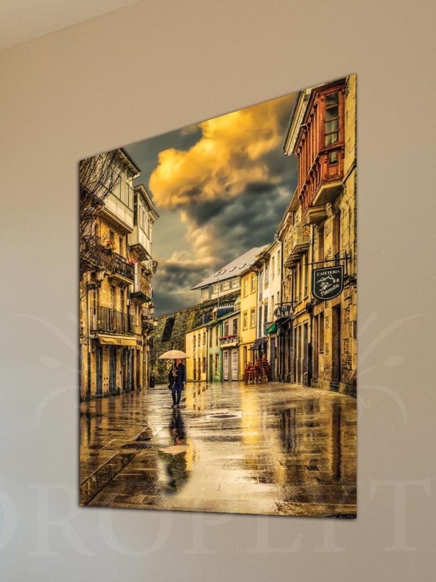 Walking Girl Wall Art Canvas with Wooden Frame, 30cm x 40cm