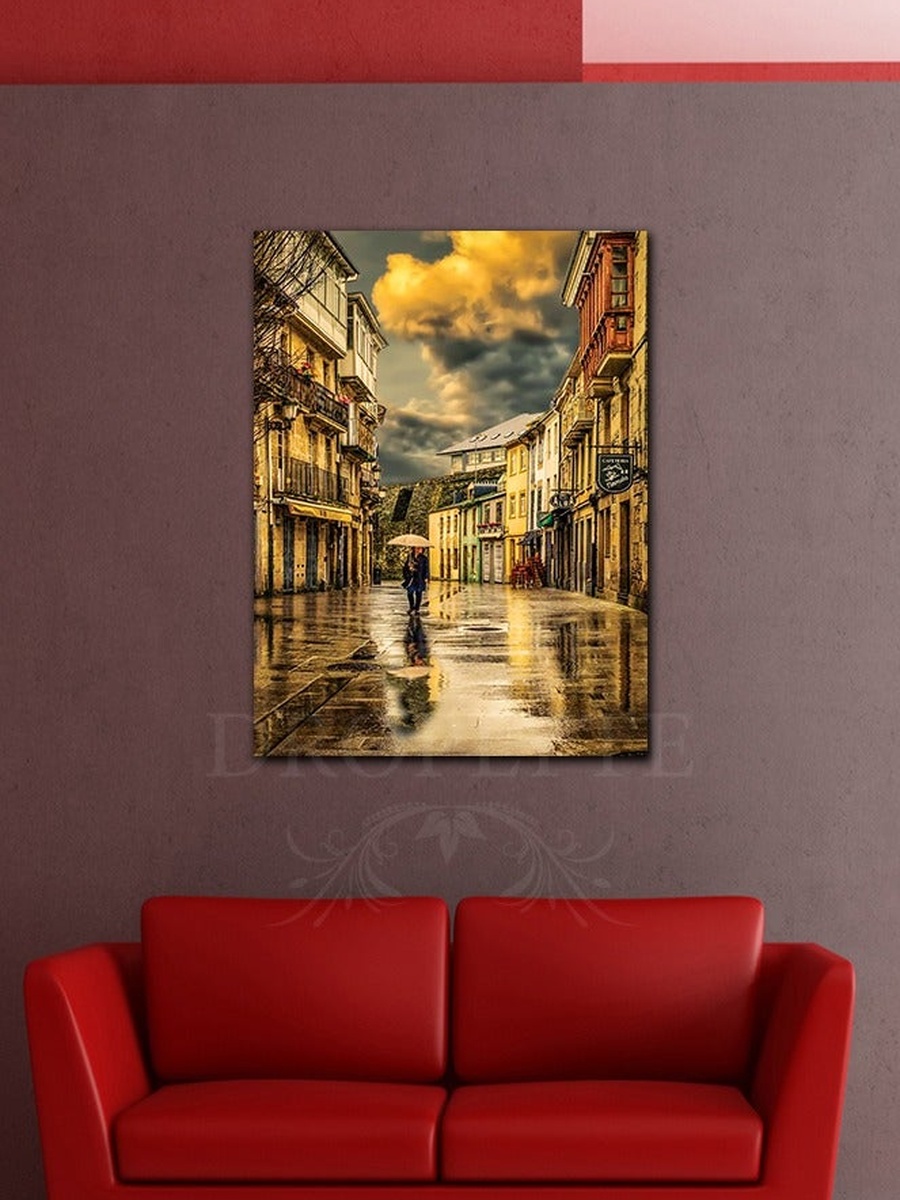 Walking Girl Wall Art Canvas with Wooden Frame, 30cm x 40cm