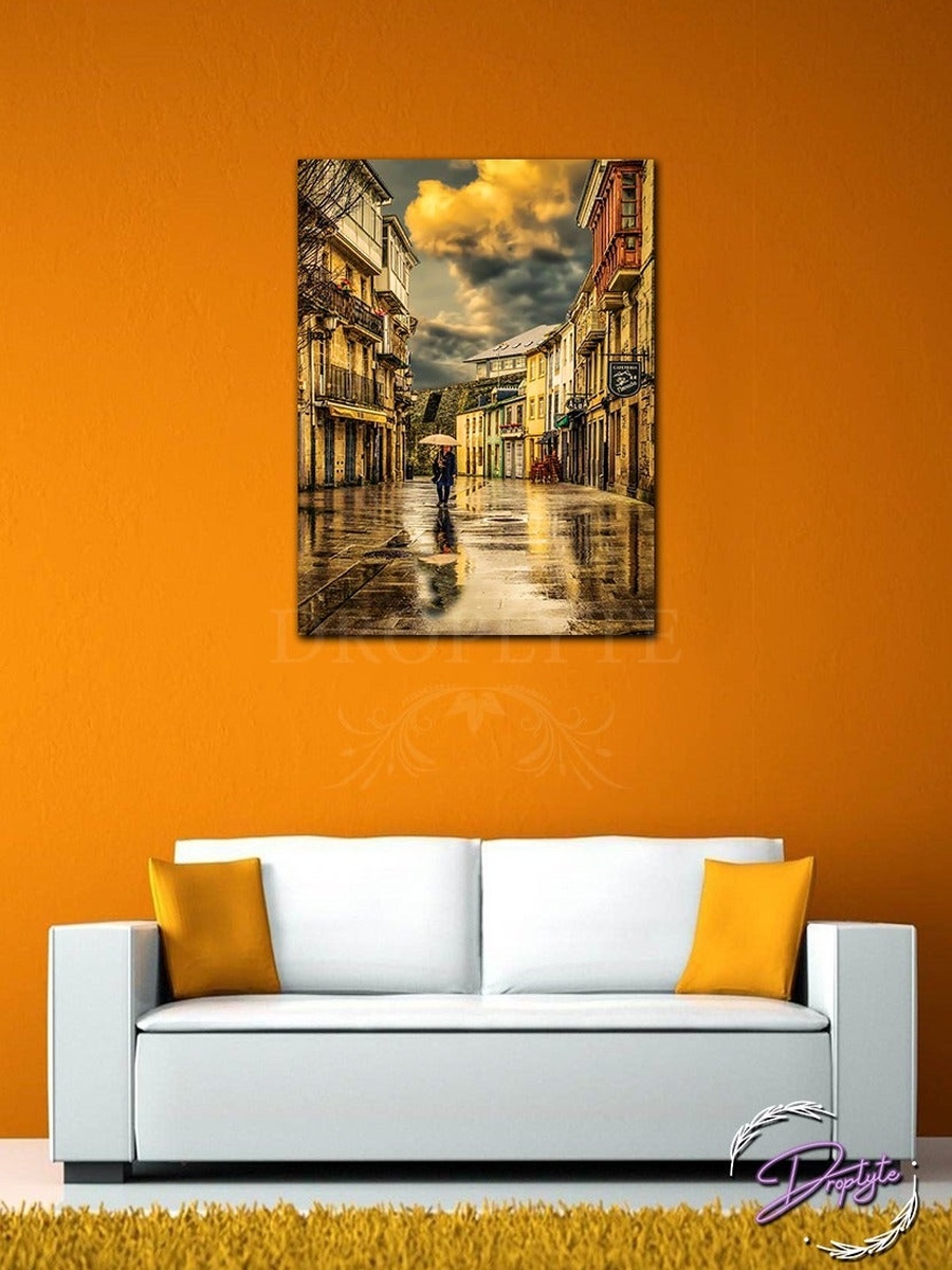 Walking Girl Wall Art Canvas with Wooden Frame, 30cm x 40cm
