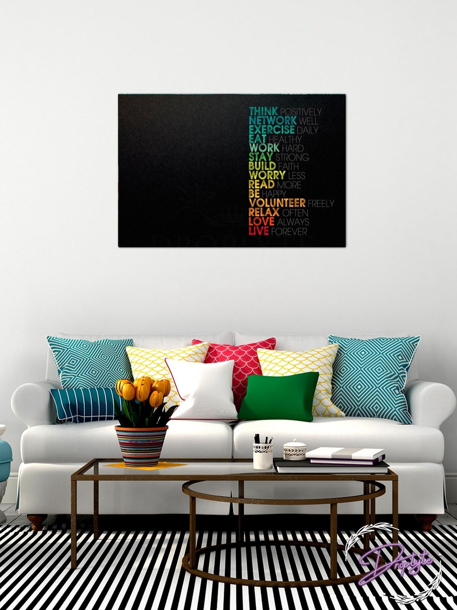 Motivational Quotes Decorative Wall Art Canvas with Wooden Frame, 60cm x 40cm