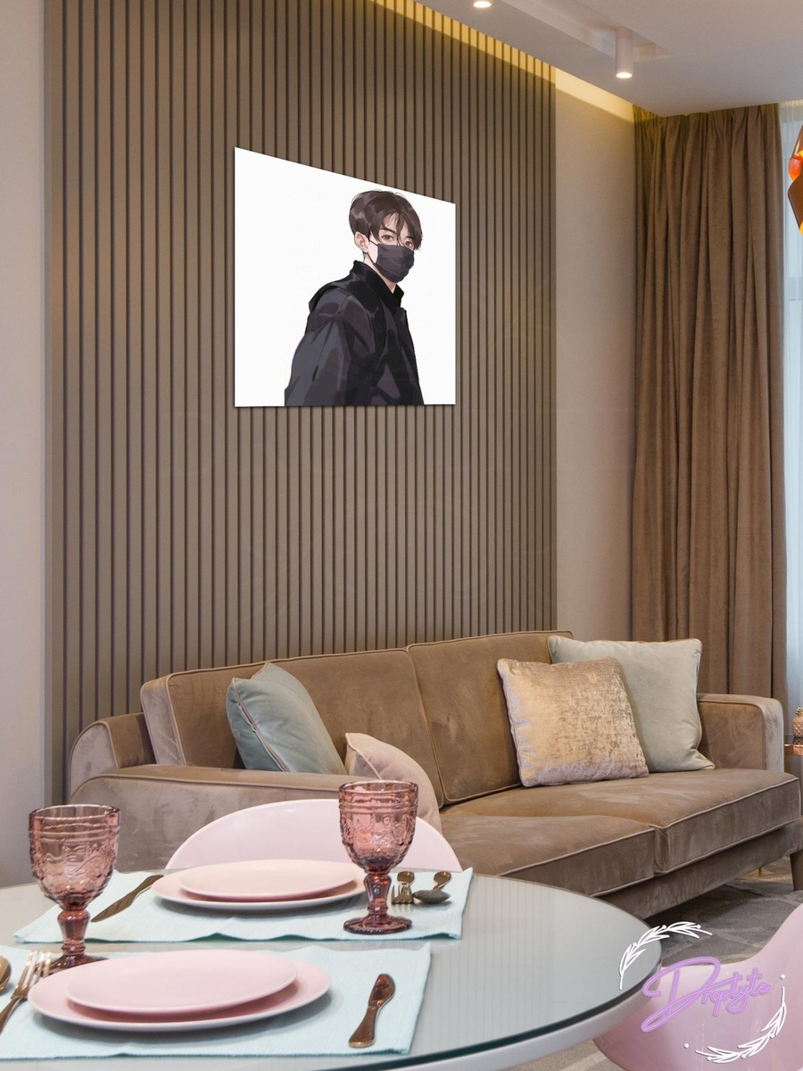 BTS Guy with Mask Decorative Wall Art, 30cm x 30cm