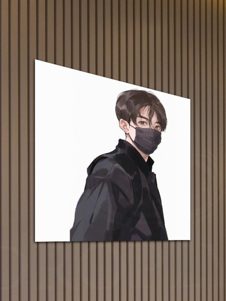 BTS Guy with Mask Decorative Wall Art, 30cm x 30cm