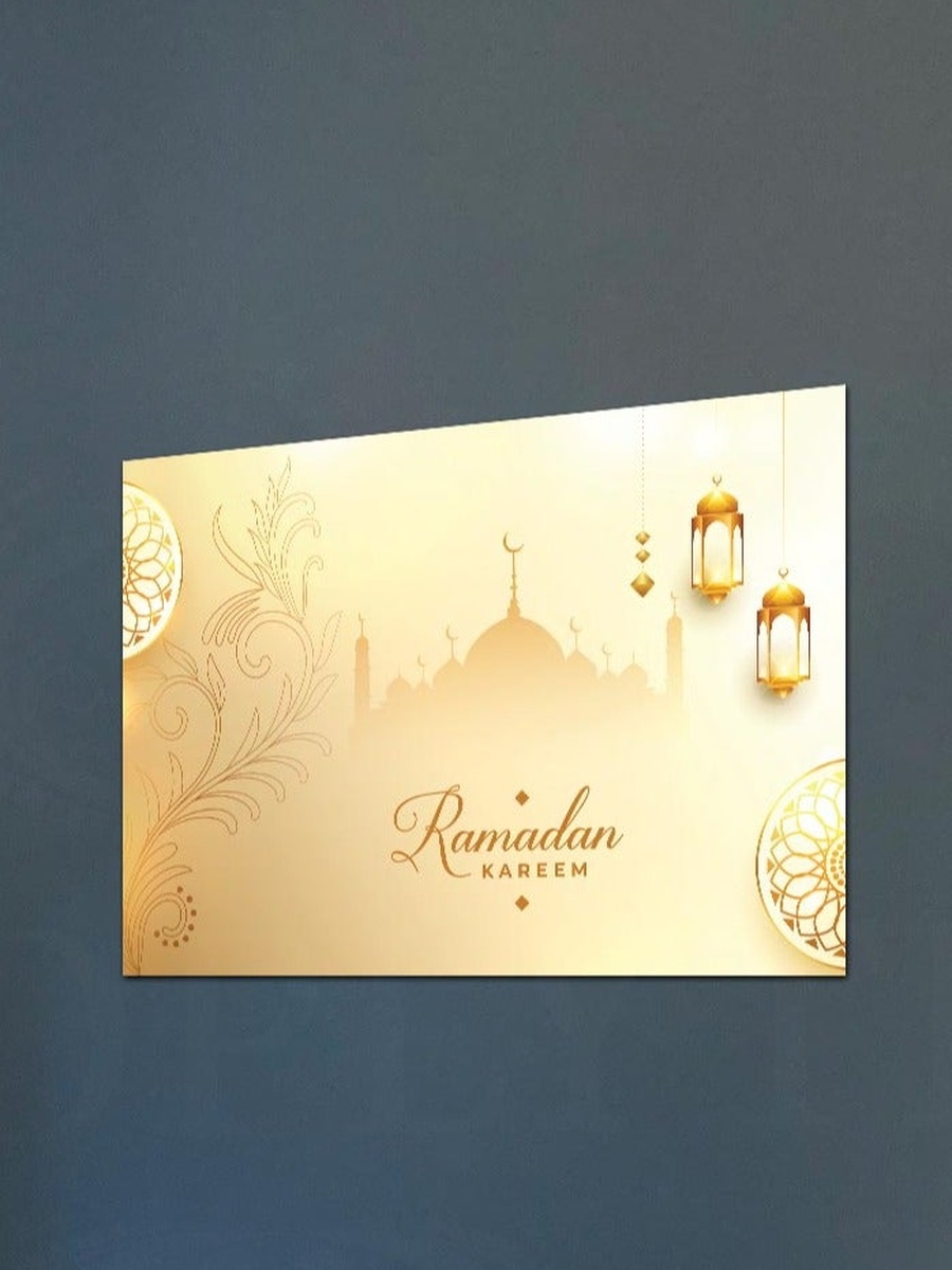 لوحة فنية جدارية إسلامية رمضان كريم جميلة مع إطار خشبي، 40 سم × 30 سم