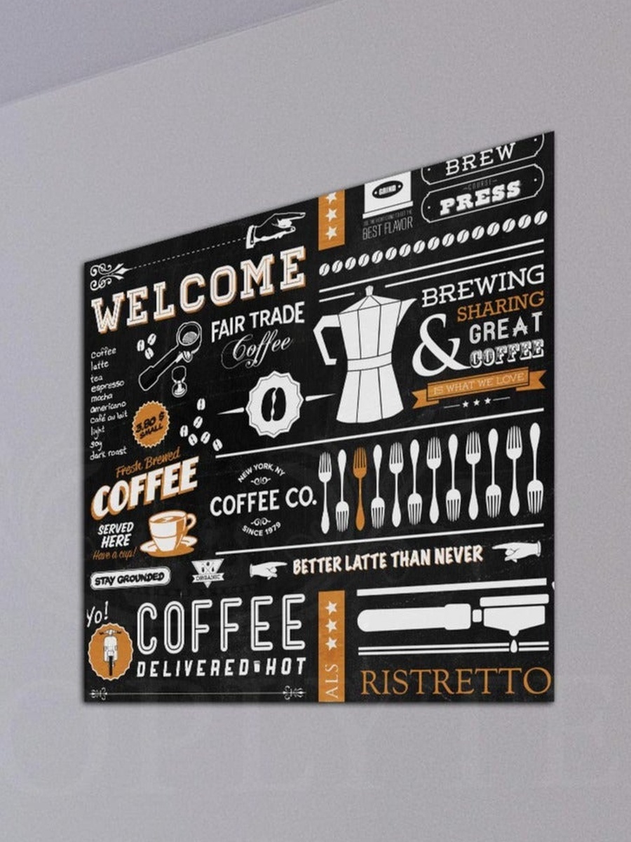 Yo Coffee HD Decorative Wall Art, 30cm x 30cm