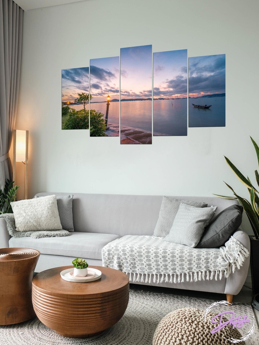 5-Piece Multicolor Beach Seascape Decorative Wall Art 100cm x 60cm