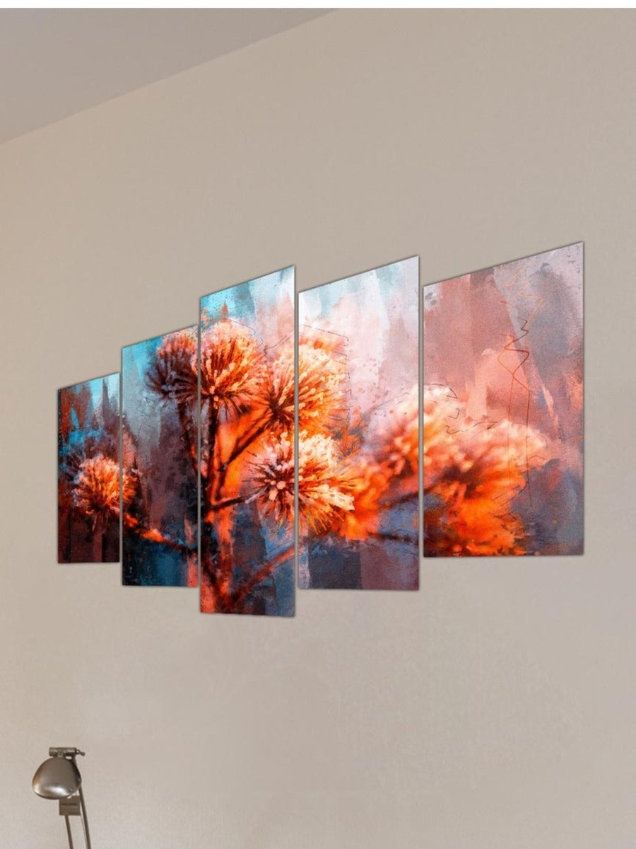 5-Piece Multicolor Flowers Abstract Painting Decorative Wall Art 100cm x 60cm