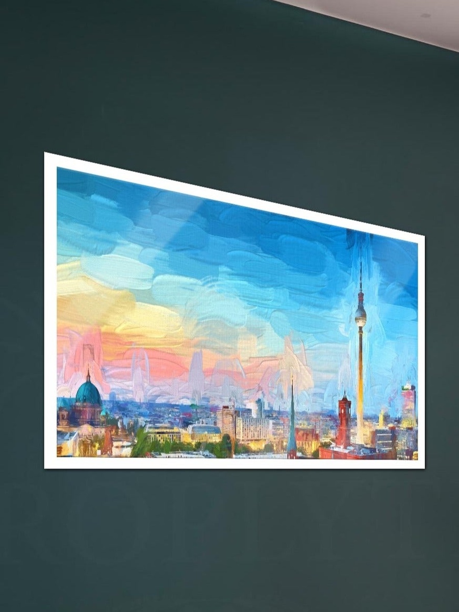 Multicolor City Painting Canvas Decorative Wall Art, 60cm x 40cm