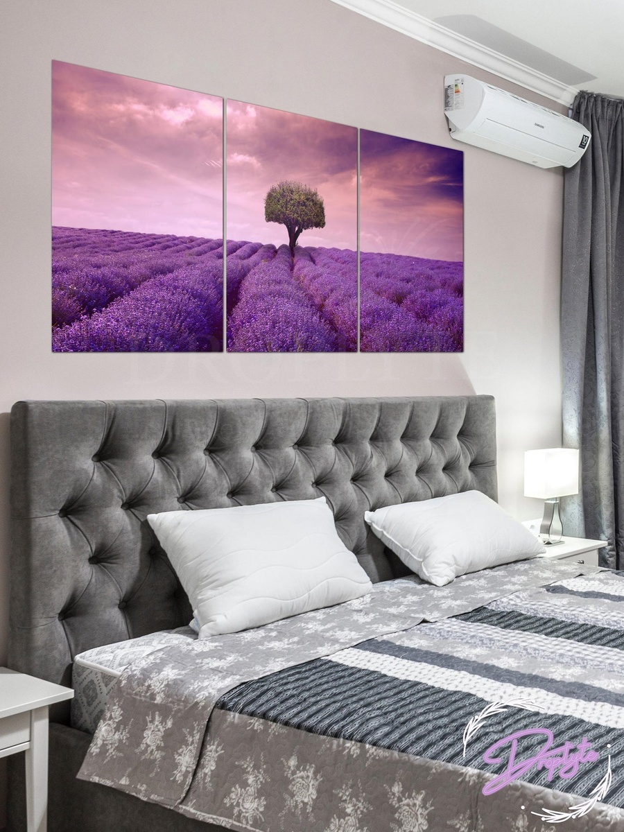 3-Piece Purple Tree and Levander Fields Decorative Wall Art, 120cm x 60cm