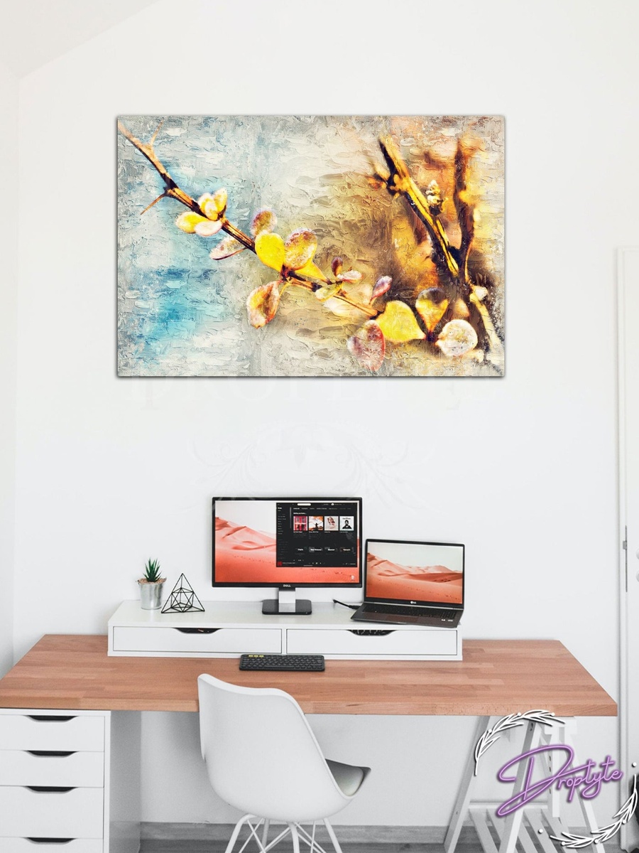 Attractive Botanical Painting Decorative Wall Art Canvas with Wooden Frame, 60cm x 40cm