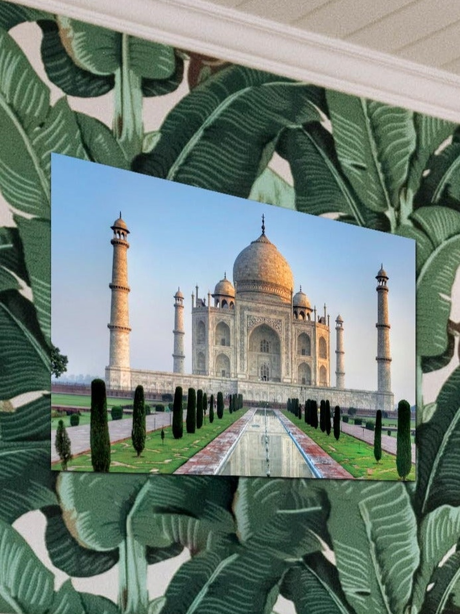Beautiful Taj Mehal Wall Art Canvas with Wooden Frame, 30cm x 40cm