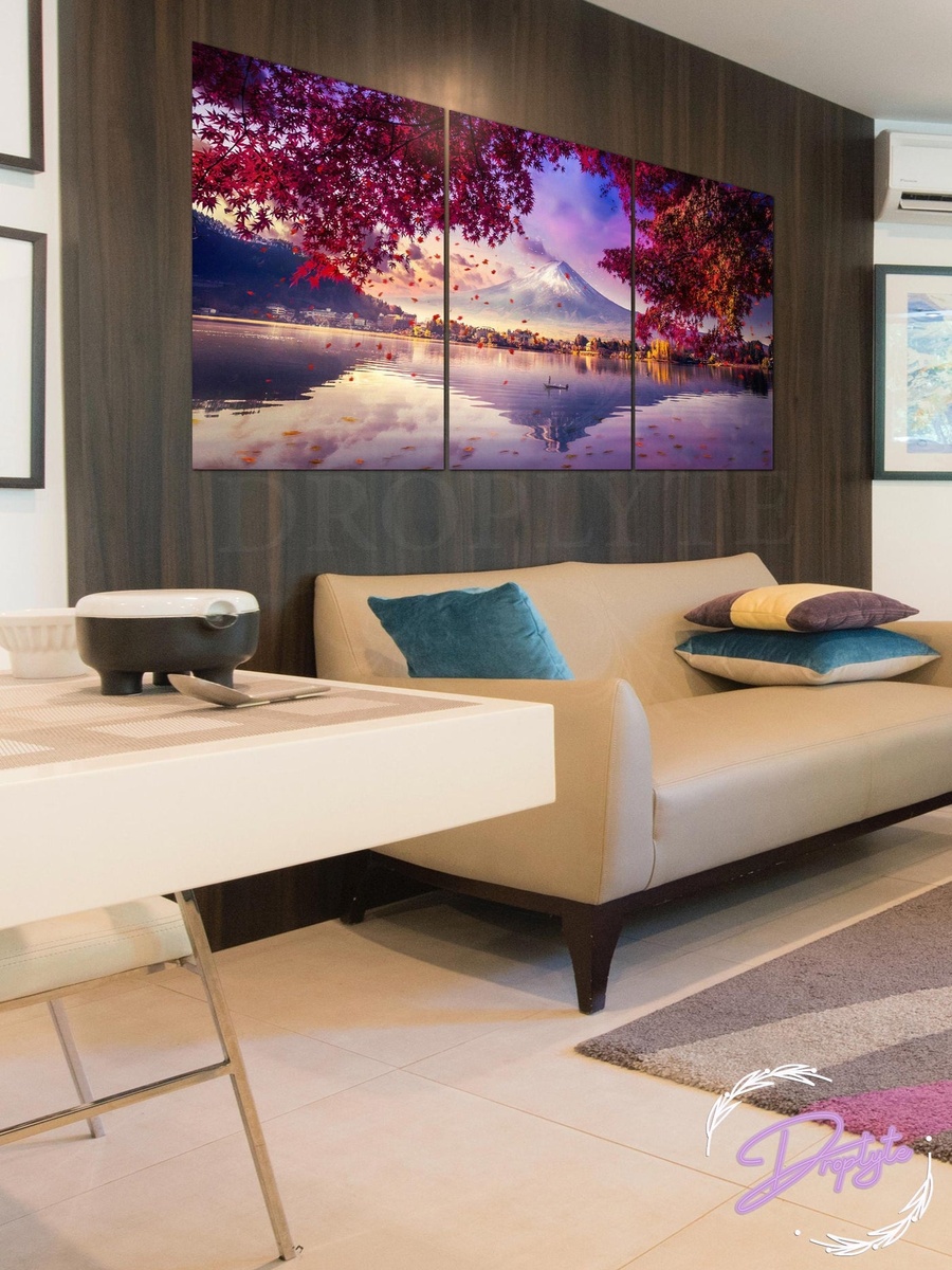 3-Piece Multicolor Ocean and Mountain Decorative Wall Art, 120cm x 60cm