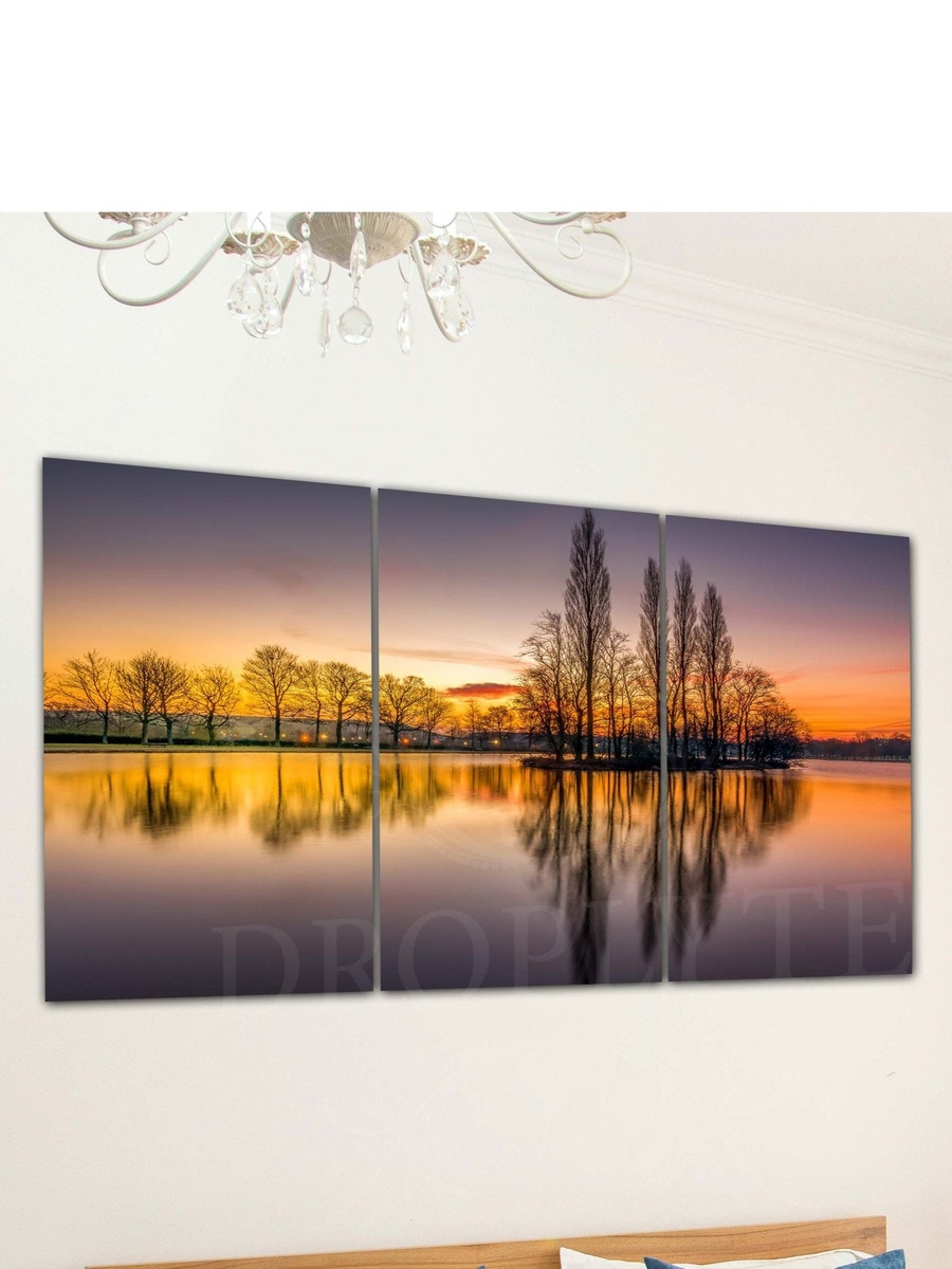 3-Piece Trees on the Lake Scene Decorative Wall Art, 120cm x 60cm