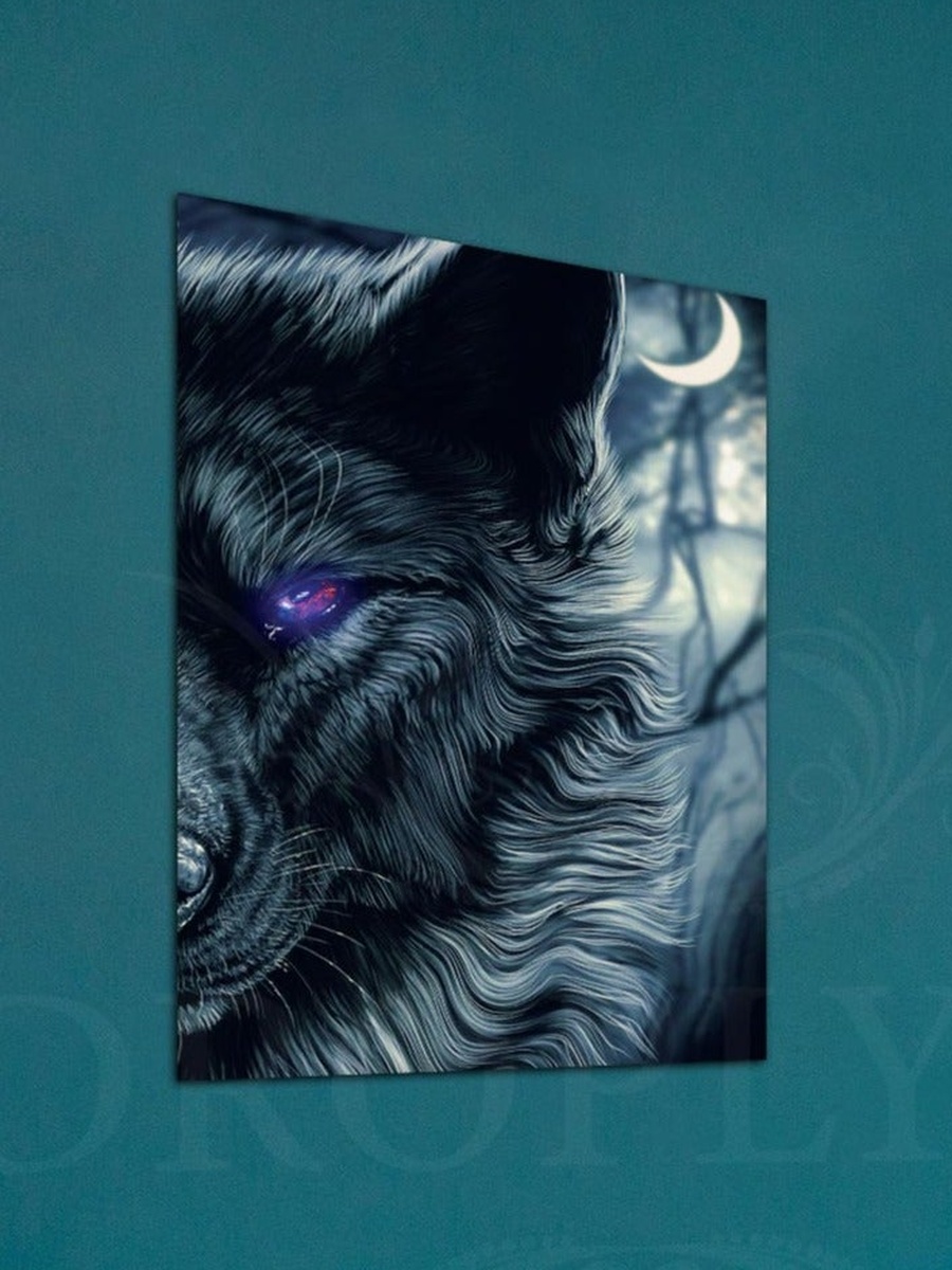 Beautiful Wolf Wall Art Canvas with Wooden Frame, 30cm x 40cm