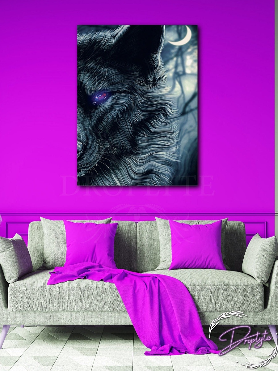 Beautiful Wolf Wall Art Canvas with Wooden Frame, 30cm x 40cm