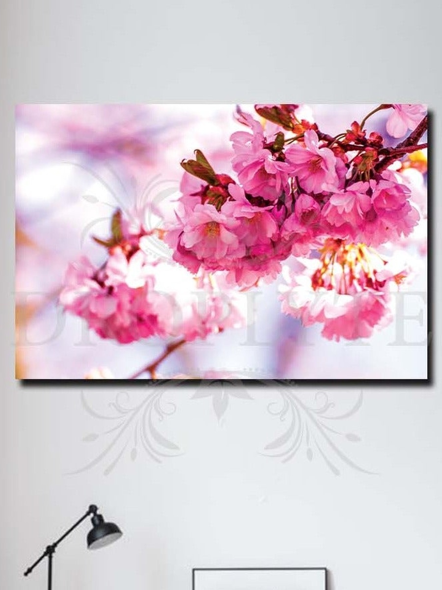 Beautiful Flowers Wall Art Canvas with Wooden Frame, 60cm x 40cm