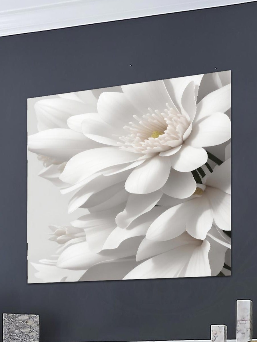 White Flowers Canvas Wall Art, 50cm x 50cm