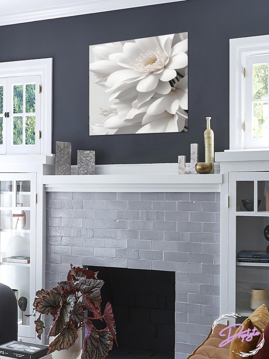 White Flowers Canvas Wall Art, 50cm x 50cm
