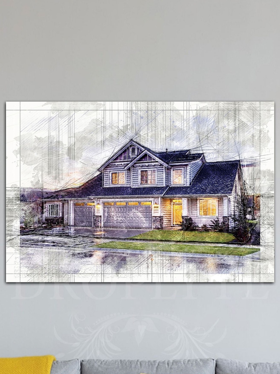 Beautiful Building Painting Decorative Wall Art Canvas with Wooden Frame, 60cm x 40cm