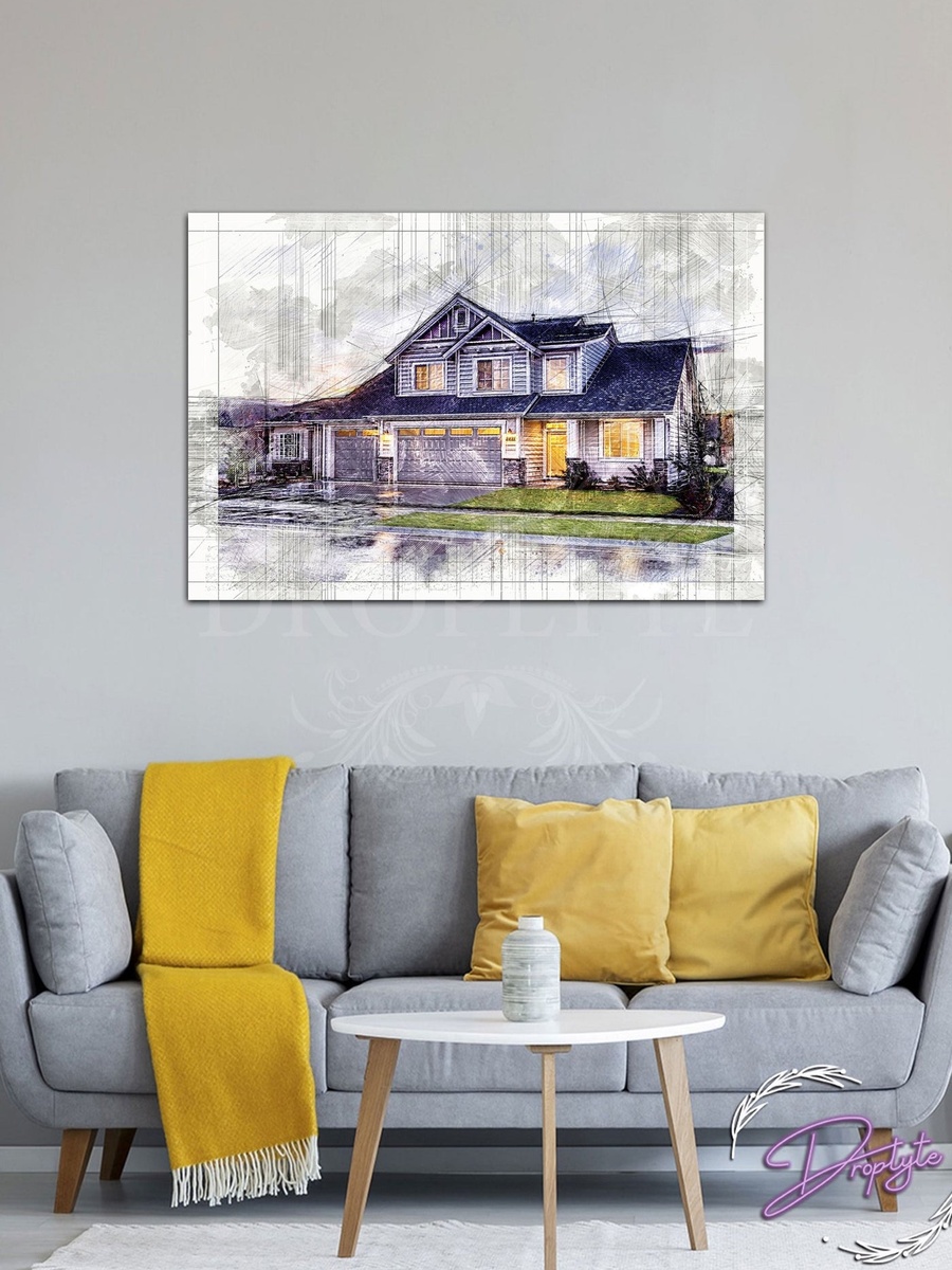 Beautiful Building Painting Decorative Wall Art Canvas with Wooden Frame, 60cm x 40cm