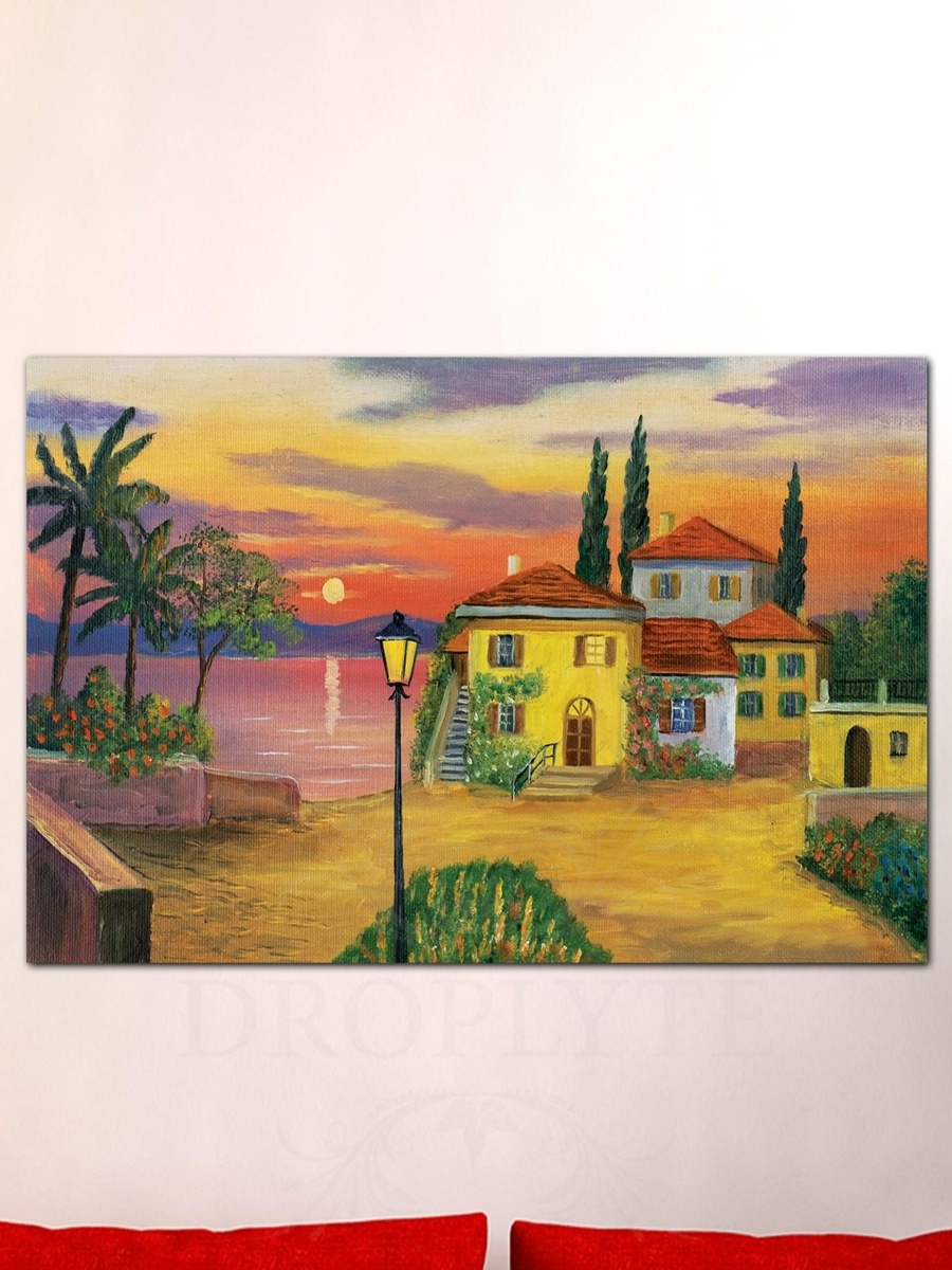 Beautiful House Painting Wall Art Canvas with Wooden Frame, 60cm x 40cm