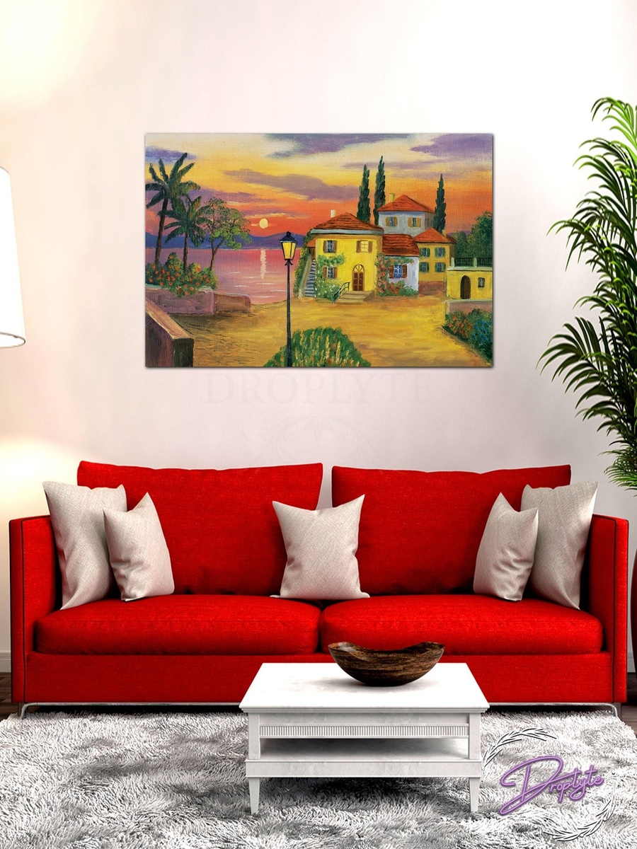 Beautiful House Painting Wall Art Canvas with Wooden Frame, 60cm x 40cm
