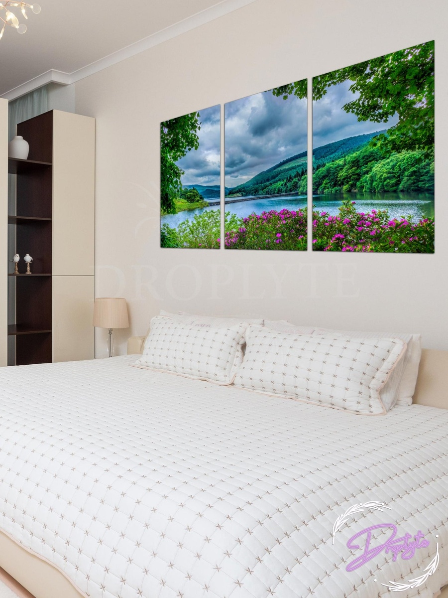 3-Piece Mountain Landscape Greenery Decorative Wall Art, 120cm x 60cm