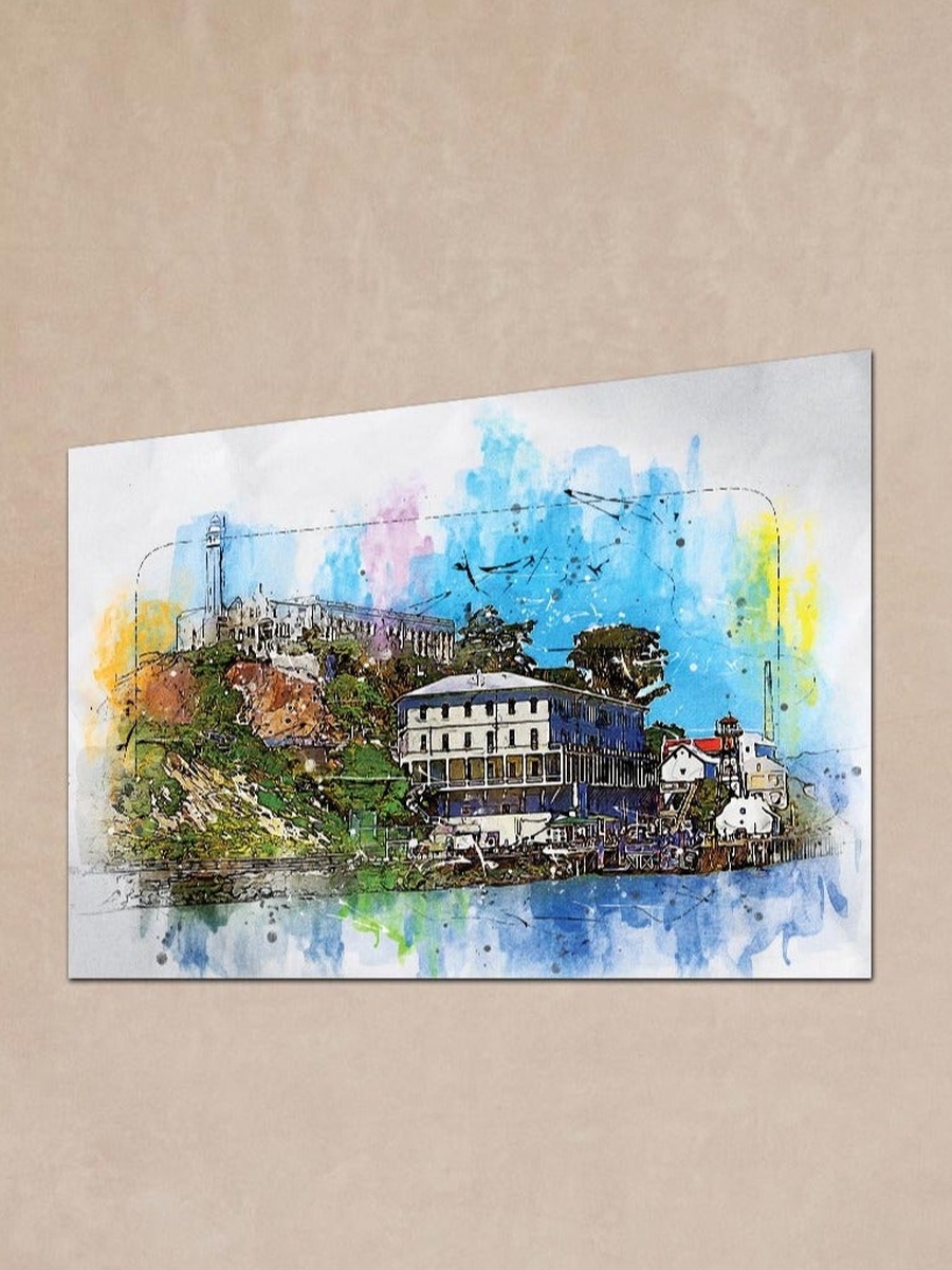 Beautiful Building Painting Wall Art Canvas with Wooden Frame, 60cm x 40cm