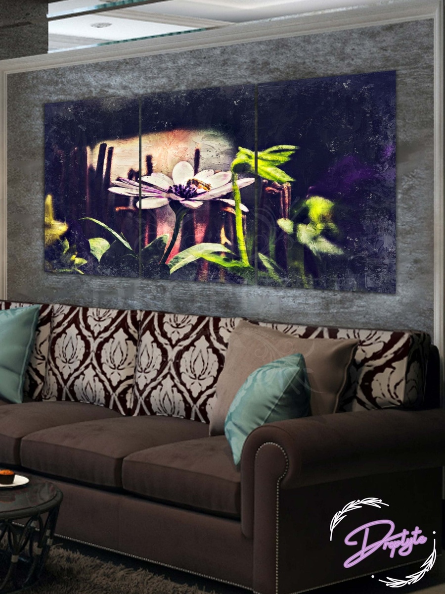 3-Piece Plant Flower Abstract Painting Decorative Wall Art, 120cm x 60cm