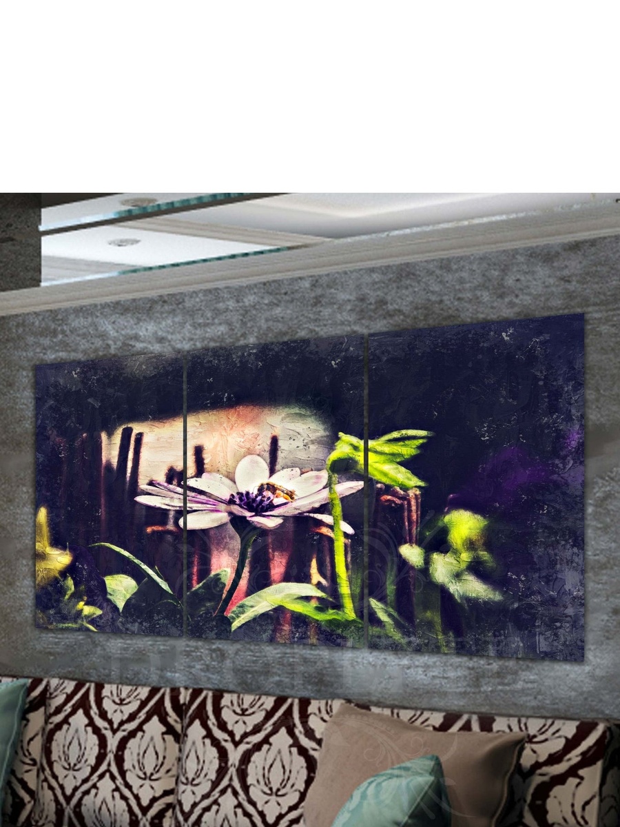 3-Piece Plant Flower Abstract Painting Decorative Wall Art, 120cm x 60cm