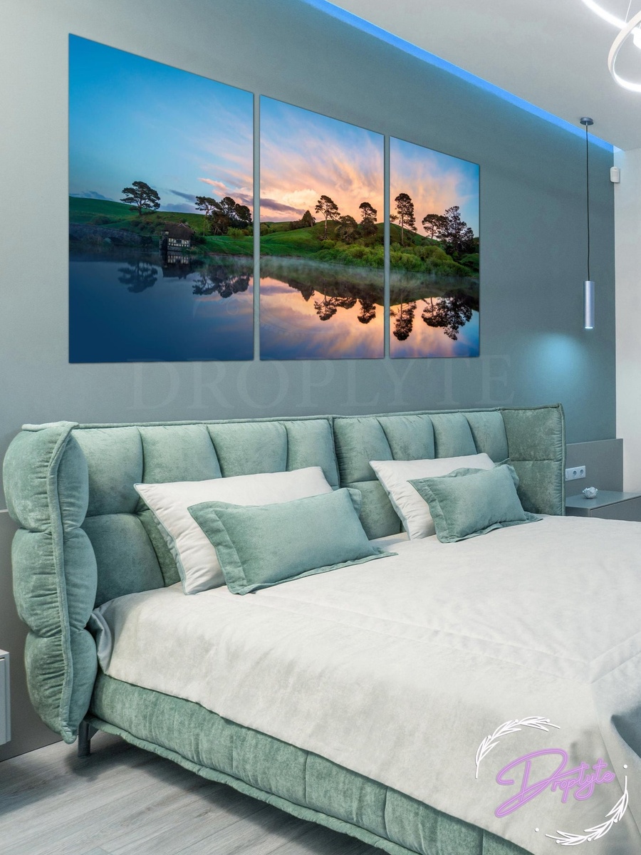 3-Piece The Reflection of Trees and Mountains Decorative Wall Art, 120cm x 60cm