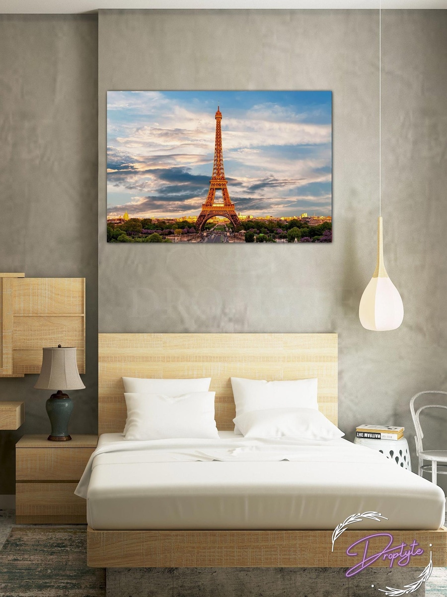 Eifel Tower Evening Scene Decorative Wall Art, 60cm x 40cm