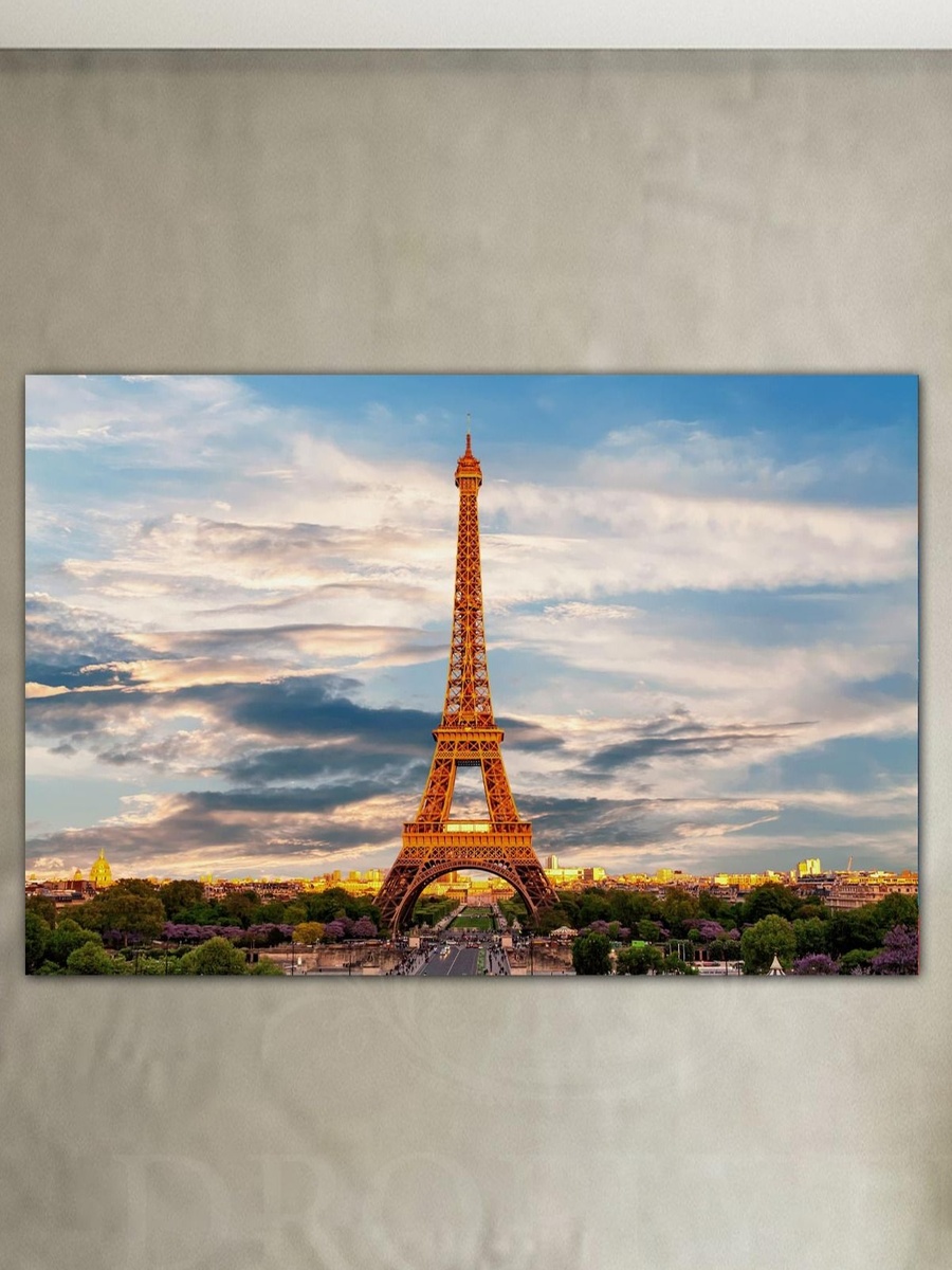 Eifel Tower Evening Scene Decorative Wall Art, 60cm x 40cm