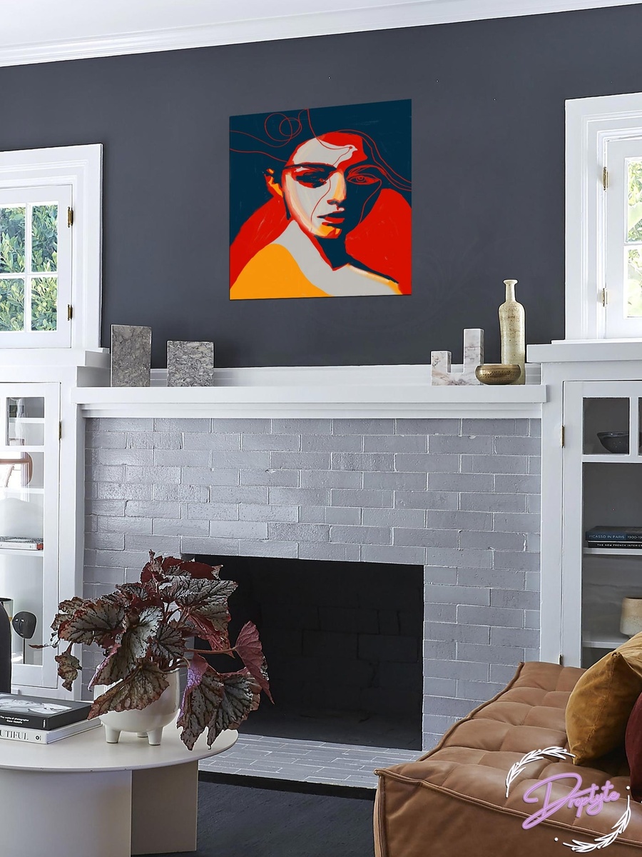 Abstract Woman Portrait Art Painting Decorative Wall Art, 30cm x 30cm