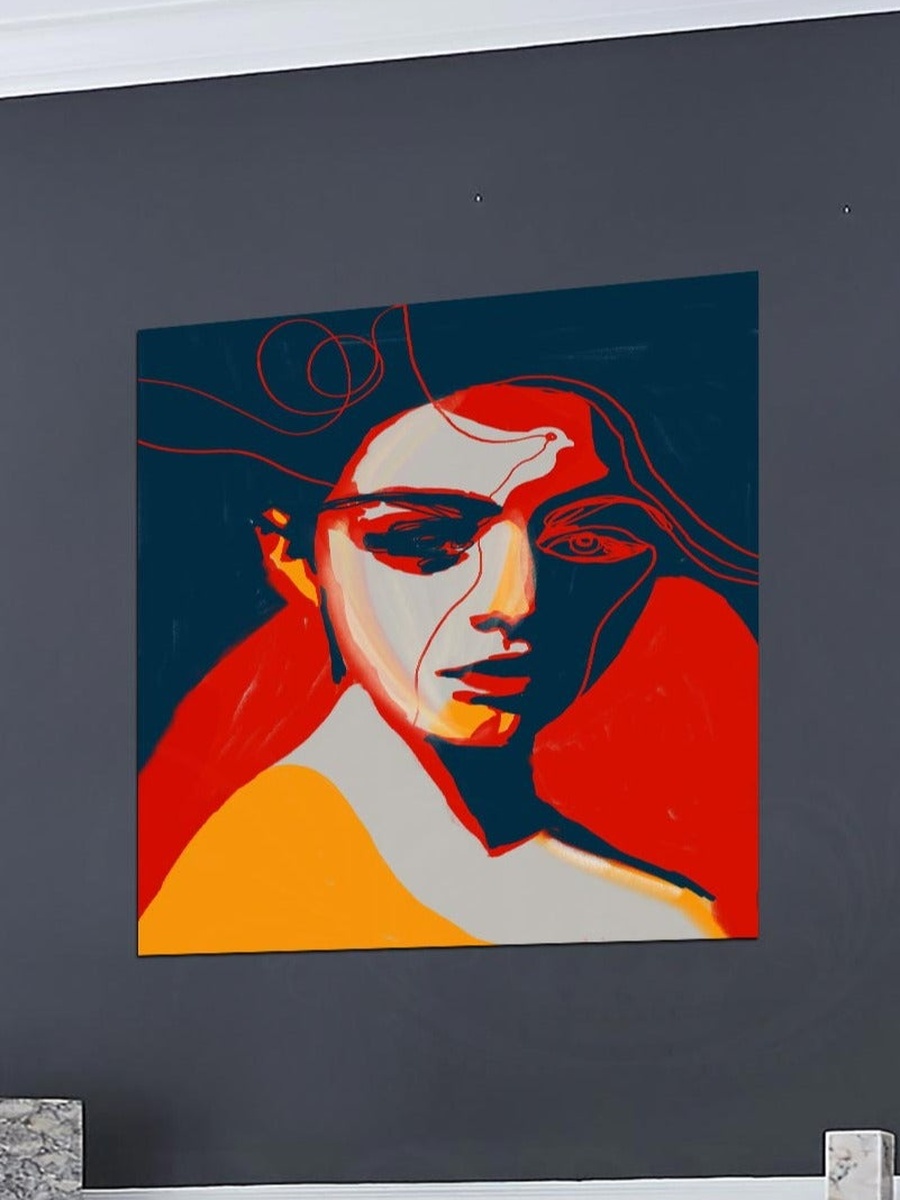 Abstract Woman Portrait Art Painting Decorative Wall Art, 30cm x 30cm