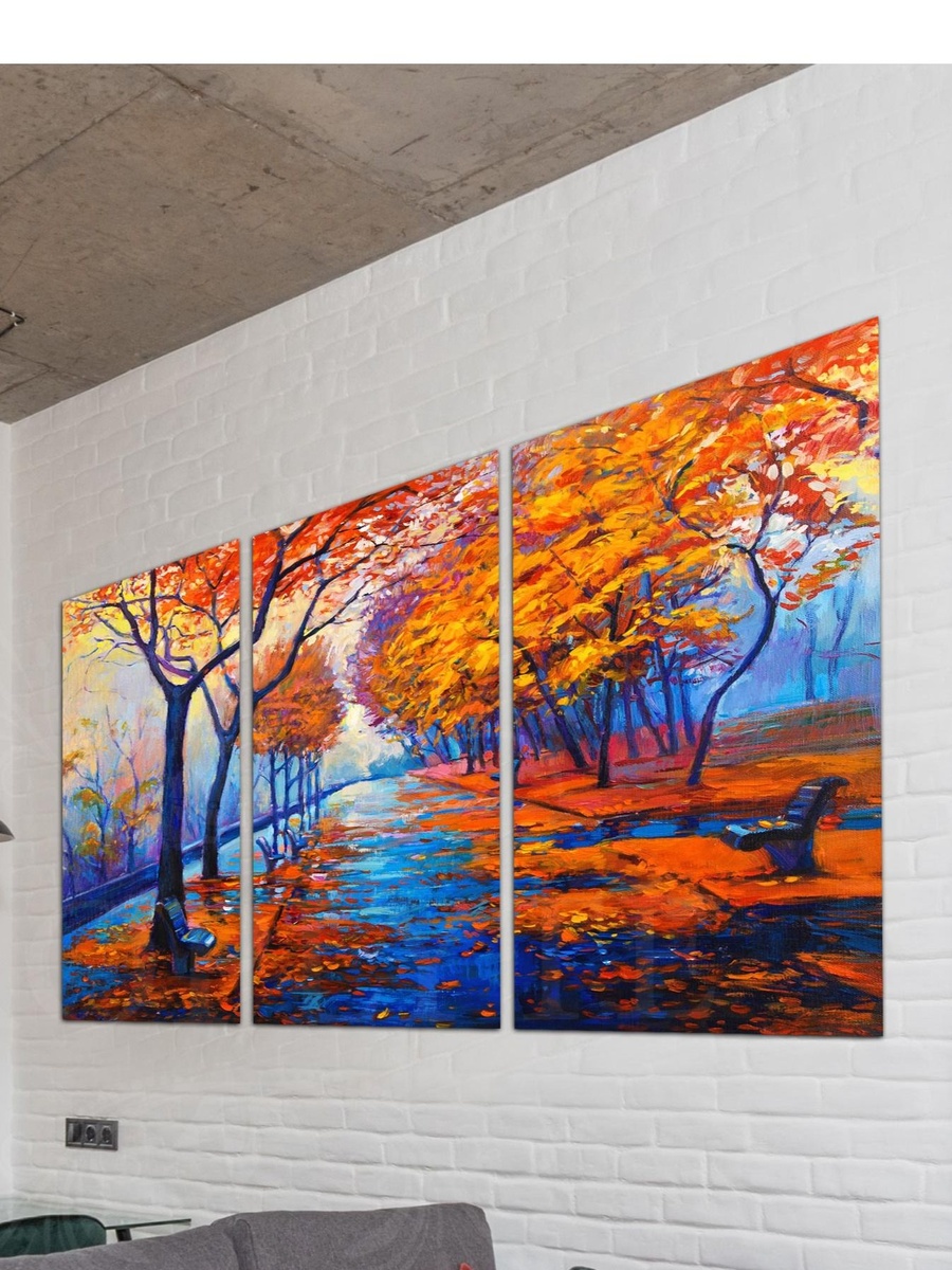 3-Piece Trees on the Road Painting Decorative Wall Art, 120cm x 60cm