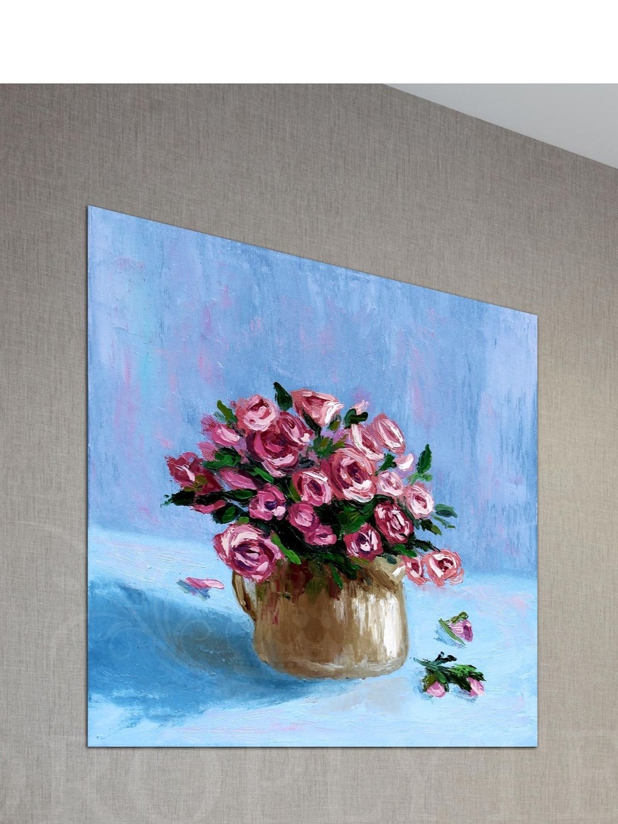 Red Flowers Bouquet Painting Decorative Wall Art, 30cm x 30cm