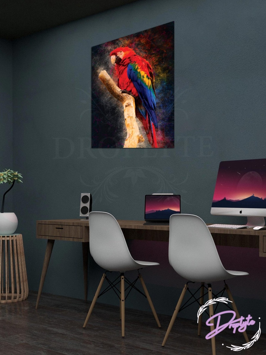Beautiful Parrot Wall Art Canvas with Wooden Frame, 30cm x 40cm