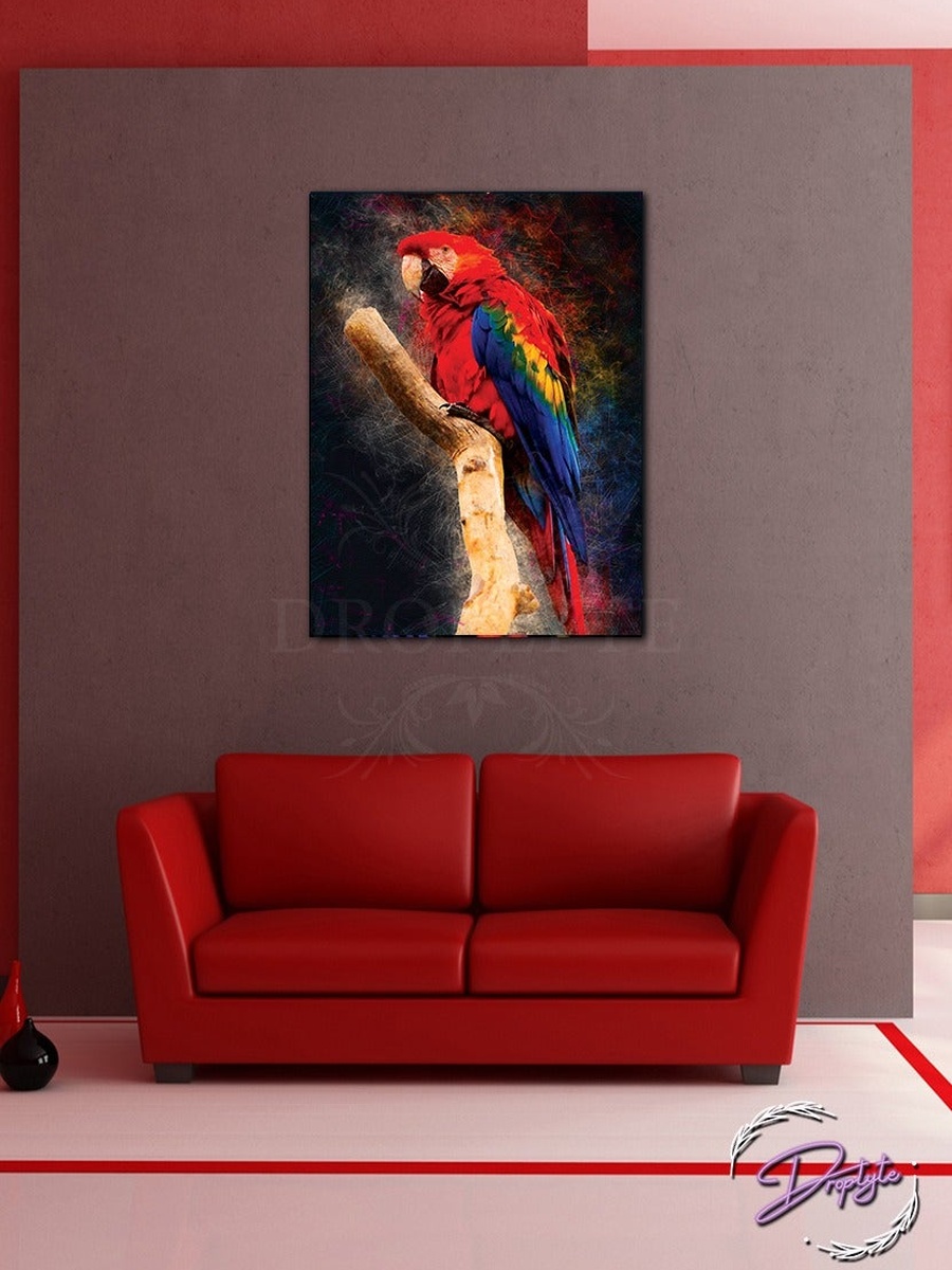 Beautiful Parrot Wall Art Canvas with Wooden Frame, 30cm x 40cm