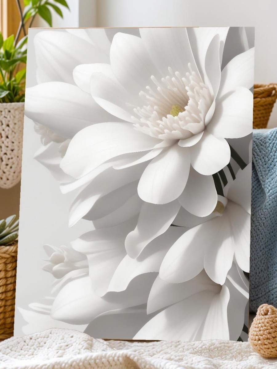 White Flower Wall Art, 40cm x 60cm