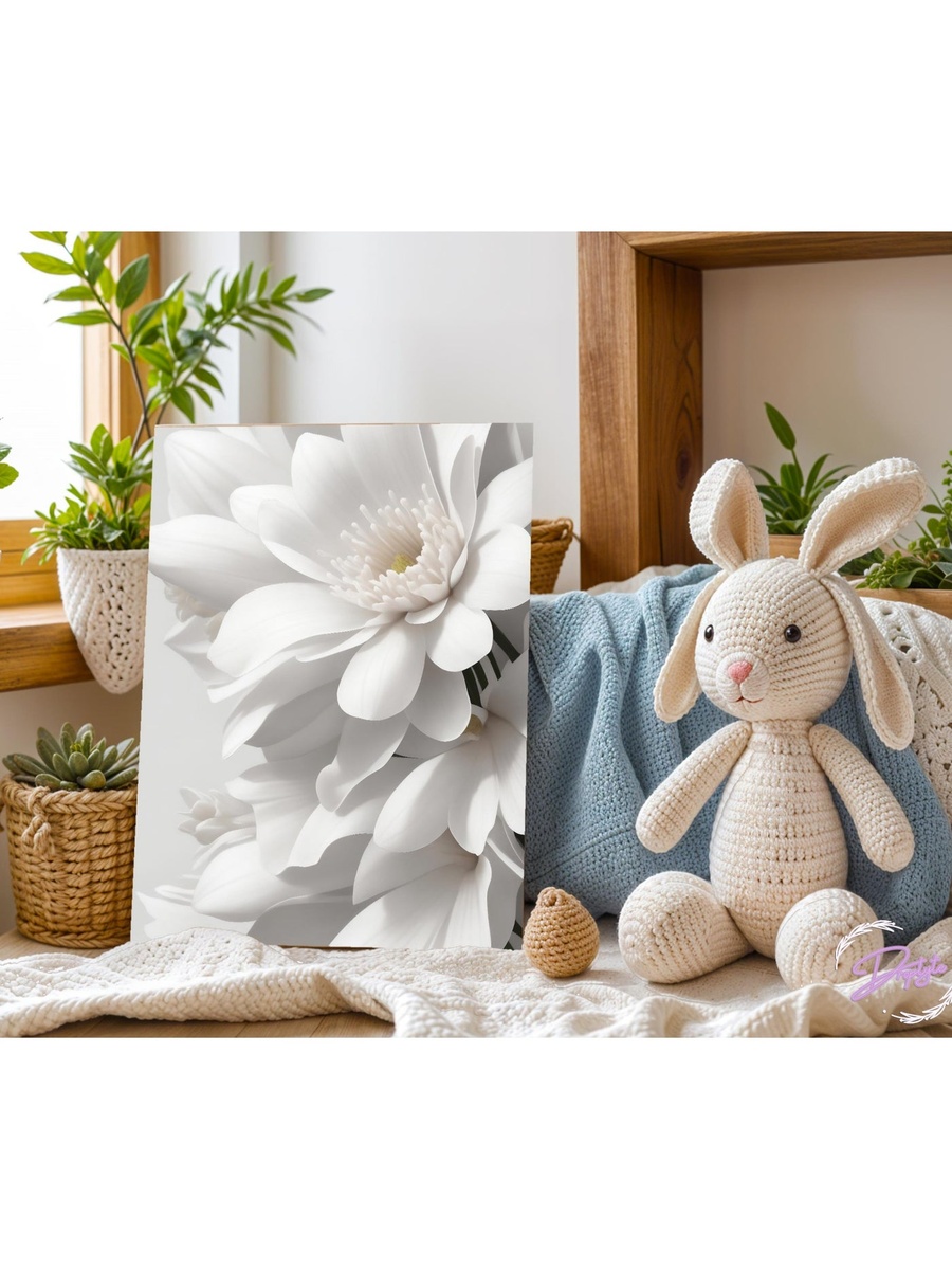 White Flower Wall Art, 40cm x 60cm