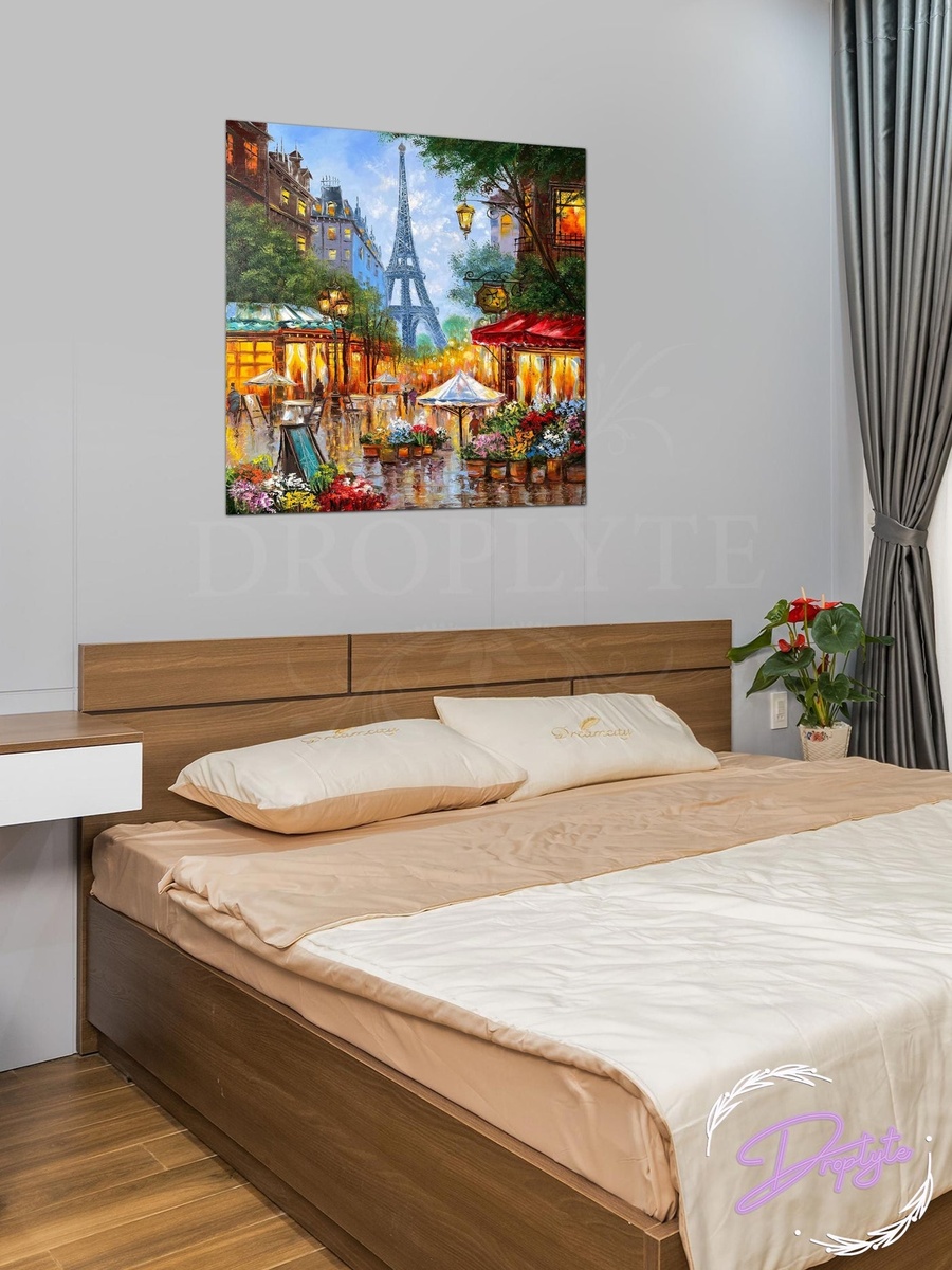 Eifel Tower Paris City Painting Decorative Wall Art, 50cm x 50cm