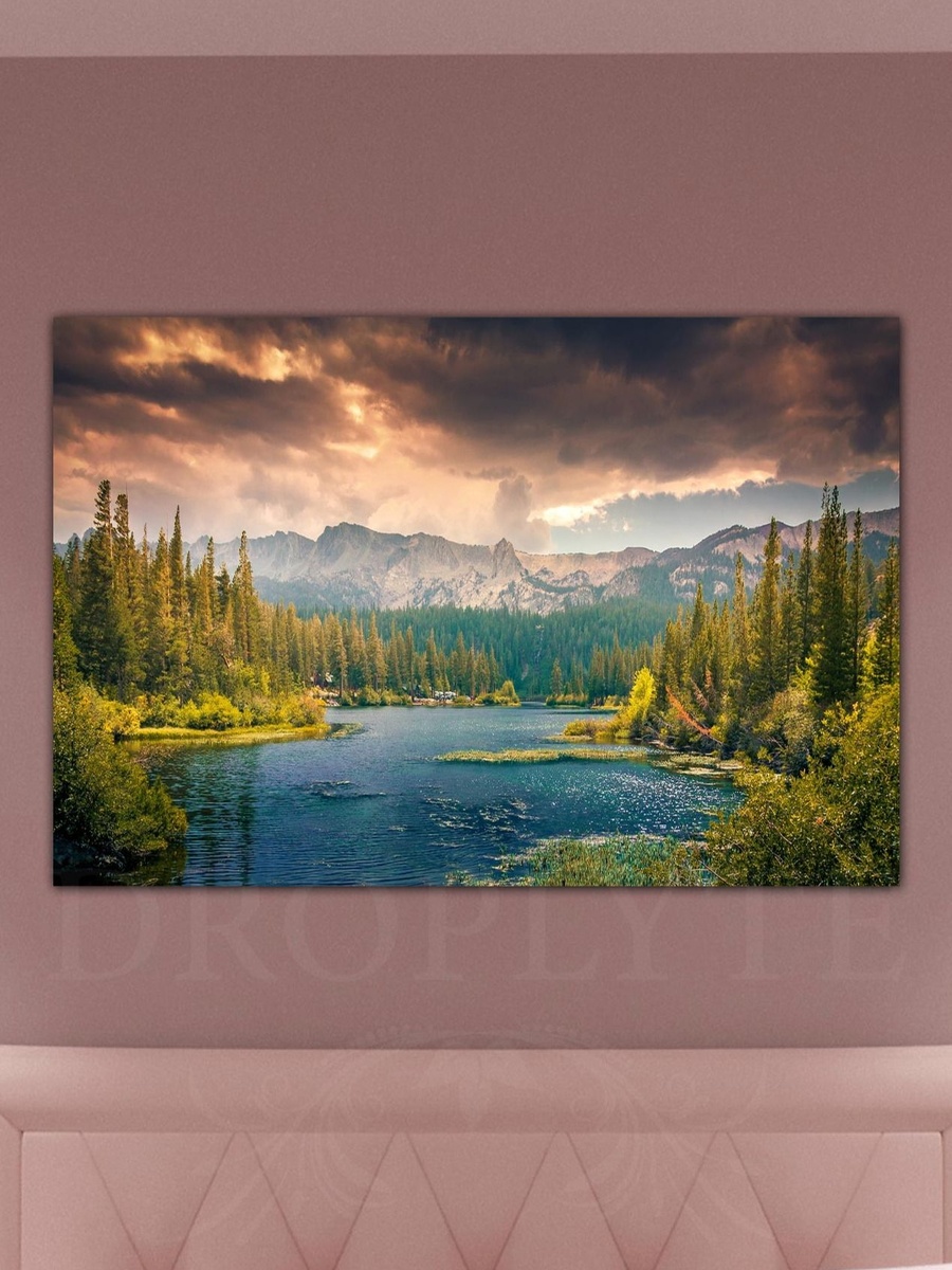 Lake View With Mountains Decorative Wall Art, 60cm x 40cm