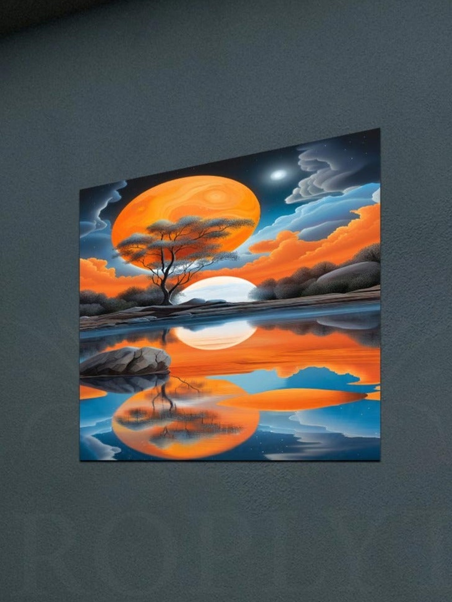 Multicolor Abstract Landscape AI Painting Decorative Wall Art, 50cm x 50cm